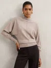 Reiss Neutral Wool-blend Funnel-neck Batwing Jumper With Cashmere In Neutral