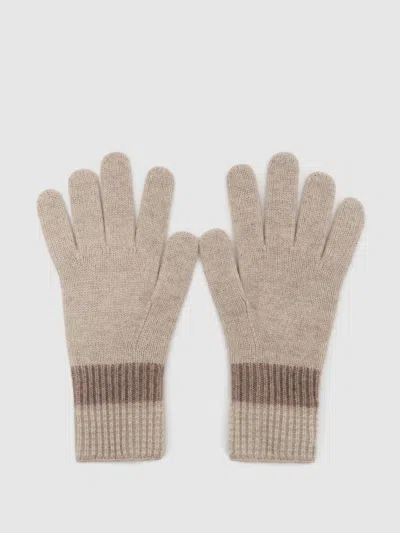 Reiss Neutral Wool-blend Knitted Gloves With Cashmere