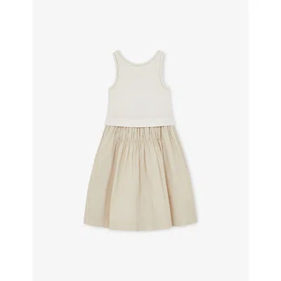Reiss Kids' Neutral Wren Layered Cotton Midi Dress 3-9