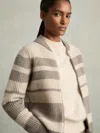 Reiss Alexa Stripe Zip Through Sweater In Multi