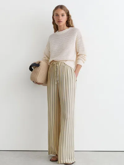 Reiss Neutral/navy Lyocell Striped Wide-leg Trousers