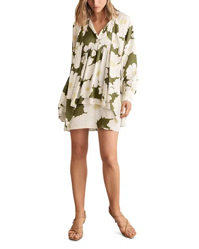 Reiss Neva Floral Print Swing Dress In White