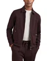 Reiss Cherry Red Interlock Zip Through Overshirt In Multi