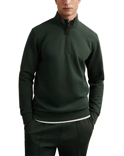 Reiss Newland Long Sleeve Interlock Zip Through Overshirt In Green