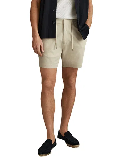 Reiss Newmark Basket Weave Drawstring Short In Neutral