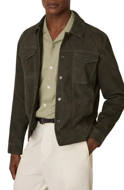 Reiss Nico Goat Suede Jacket In Brown