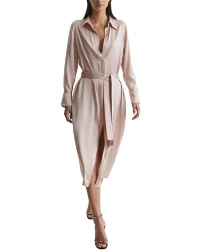 Reiss Nico Silk Shirtdress In Brown