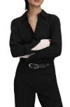 Reiss Nila Colorblock Long Sleeve Button-up Shirt In Black/nude