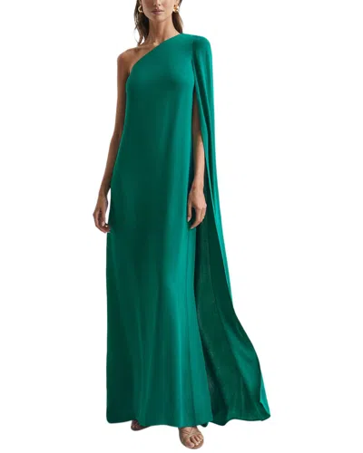 Reiss Nina Cape One Shoulder Maxi Dress In Green
