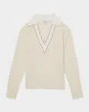 Reiss Womens Ivory Nina Collared Wool Cricket Jumper In Ivory