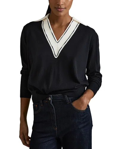 Reiss Nina Cricket Sweater In Navy/white