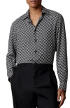 Reiss Nix Print Button-up Shirt In Black