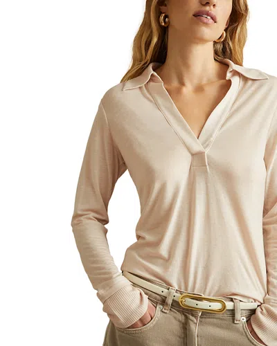 Reiss Nixi Collared Top In Stone