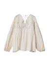 Reiss Noa Lace Cut-out Blouse In Cream