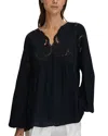 Reiss Noa Lace Insert Blouse In Black