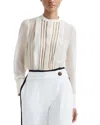 Reiss Noa Sheer Stripe Panel Blouse In Multi