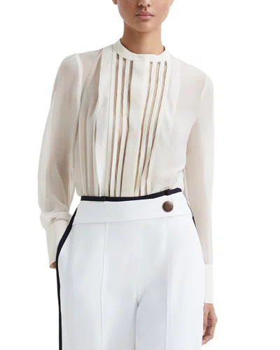 Reiss Noa Sheer Stripe Panel Blouse In White