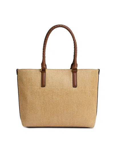 Reiss Noelle Smart Casual Raffia Tote Bag In Tan