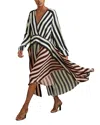 Reiss Navy/off White Nola Colourblock Stripe Asymmetric Midi Dress In Navy/off White