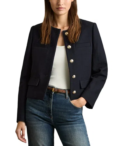 Reiss Nola Cropped Wool Jacket In Blue