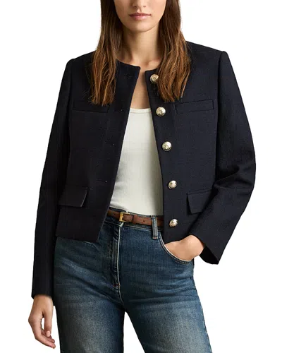 Reiss Nola Cropped Wool Jacket In Navy
