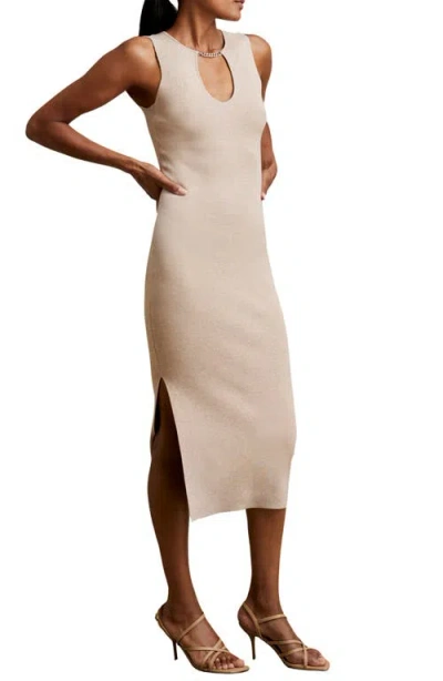 Reiss Nola Sleeveless Midi Sweater Dress In Neutral