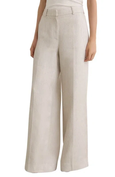 Reiss Nolah Wide Leg Pants In Gray