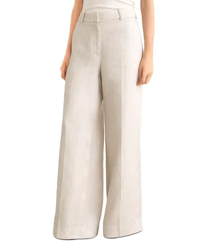 Reiss Womens Neutral Nolah Wide-leg Linen-blend Trousers