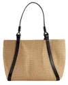 Reiss Nova Leather-trim Structured Raffia Tote In Sand