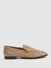 Reiss Nude Leather Rounded Loafers