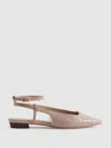 Reiss Nude Leather Slingback Ballerina Flats In Neutral