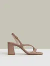 Reiss Nude Strappy Leather Heeled Sandals In Brown