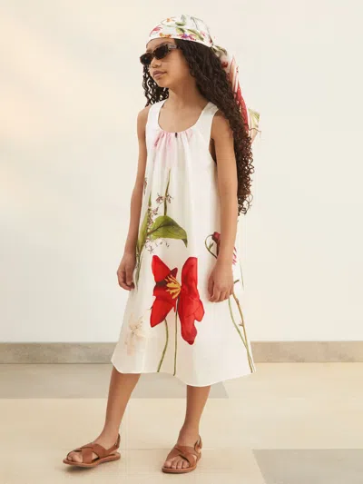 Reiss Ivory Aria 4-9 Yrs | Nybg Floral Maxi Dress With Linen