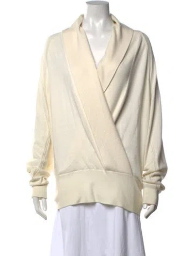 Pre-owned Reiss Nylon V-neck Sweater In Neutrals