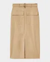 Reiss Womens Oakley Flap-pocket Woven Midi Skirt Camel In Camel