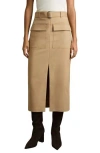 Reiss Camel Cargo Pencil Skirt With Cotton In Brown
