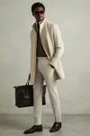 Reiss Oatmeal Bhule Wool-blend Alcantara Hybrid Coat In Oatmeal