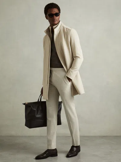 Reiss Oatmeal Bhule Wool-blend Hybrid Coat In Neutral
