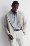 Reiss Oatmeal Bolzano Wool Blend Double Breasted Coat In Oatmeal