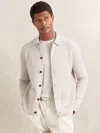 Reiss Oatmeal Brown Fitzgerald Button-through Ribbed-sleeve Shirt In Neutral