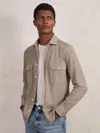 Reiss Oatmeal Brown Melange Forsithe Textured Twin Pocket Cotton Blend Overshirt In Silver