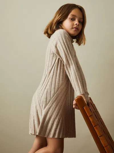 REISS OATMEAL CADY 9-13 YRS KNITTED ROLL NECK DRESS