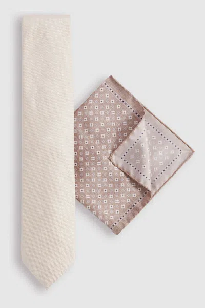 Reiss Oatmeal Ceremony Gift Set Tie And Pocket Square Gift Set
