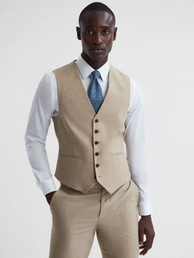 Reiss Oatmeal Classic Slim Fit Waistcoat