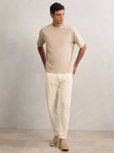 Reiss Oatmeal Cotton Garment-dyed Oversize T-shirt In Neutral