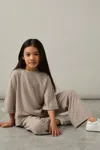 Reiss Oatmeal 9-13 Yrs Top And Trousers Lightweight Lounge Set In Oatmeal