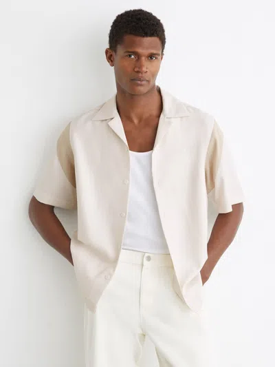 Reiss Fortuna Short Sleeve Button-up Shirt In Neutral