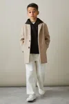 Reiss Oatmeal Junior Single Breasted Overcoat