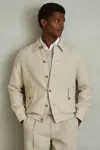 Reiss Oatmeal Linen Elasticated Hem Overshirt