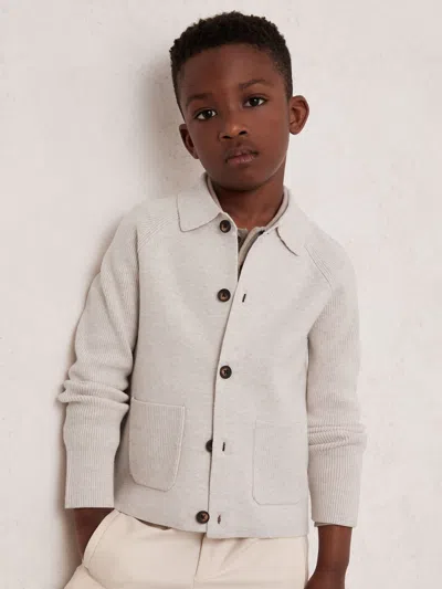 Reiss Oatmeal Melange Cardigan In Neutral